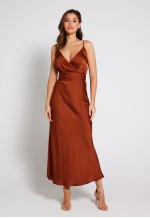 Louisa Tie Waist Cami Wrap Maxi Dress - Rust