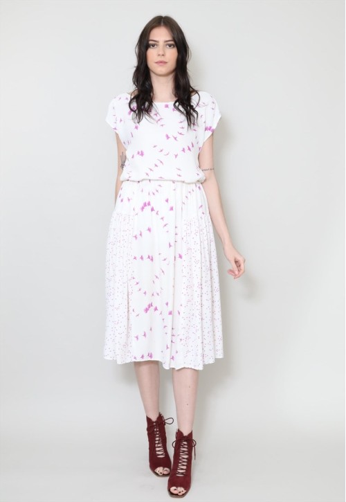 80's Vintage Skirt and Matching Blouse White Pink Star Print