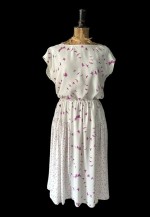80's Vintage Skirt and Matching Blouse White Pink Star Print