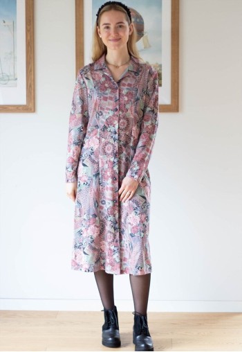 Pastel pink and green long sleeve French dress