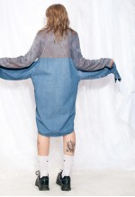 Vintage Shirt Dress 90s Reworked Tie Dye Grunge Denim Midi
