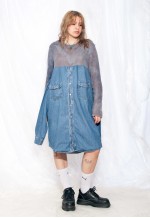 Vintage Shirt Dress 90s Reworked Tie Dye Grunge Denim Midi